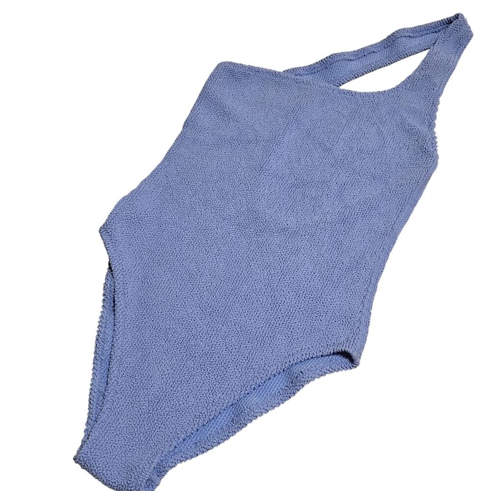 Victoria's Secret crinkle One-Shoulder Blue Textured Swimsuit SOFT vacation XL - Picture 6 of 10